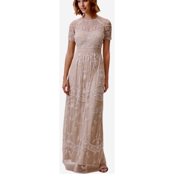 BHLDN Dresses & Skirts - New BHLDN Ruby 0 / 2 / 4 Tan Beads Maxi Wedding